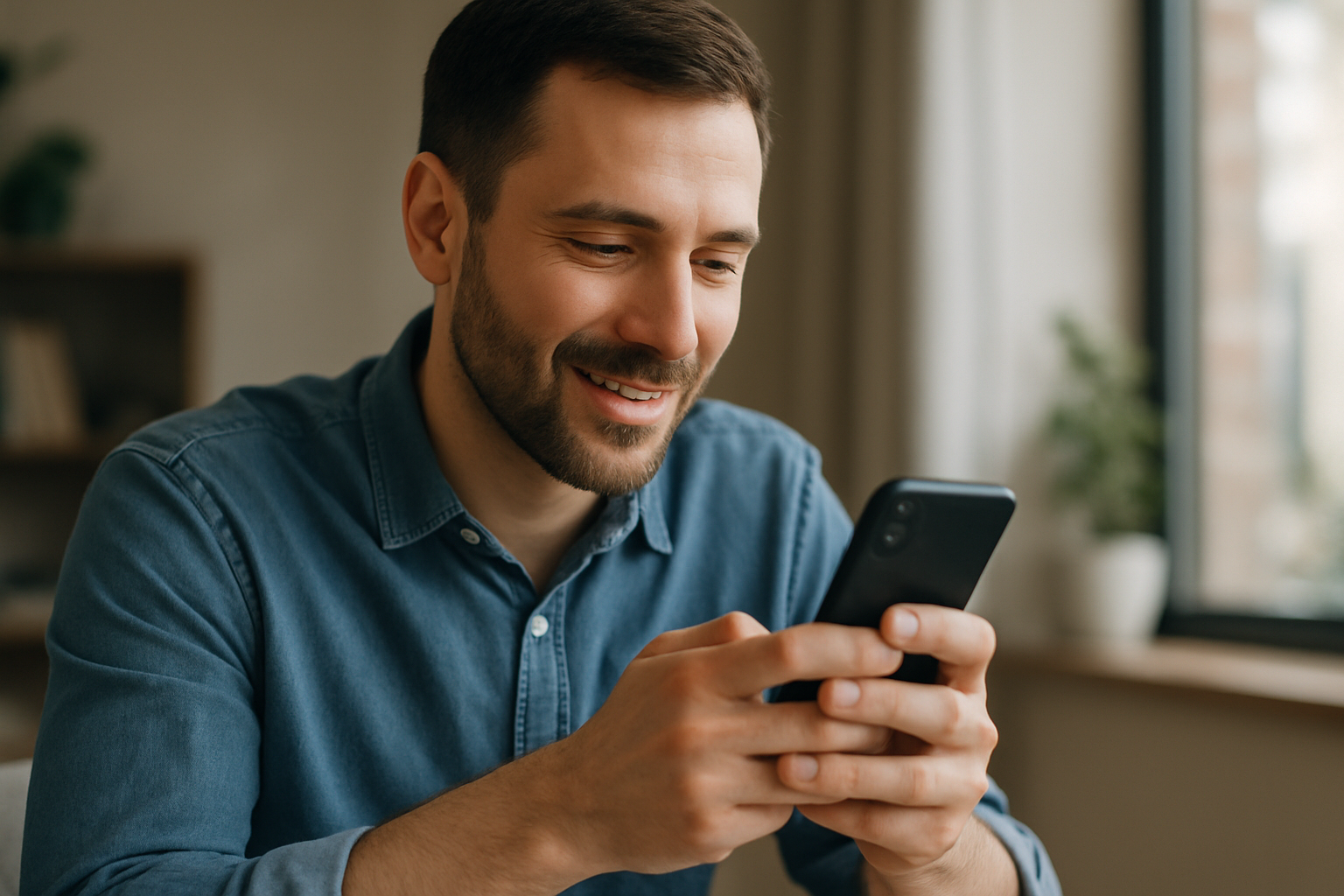 Customer using an AI chatbot on a smartphone.